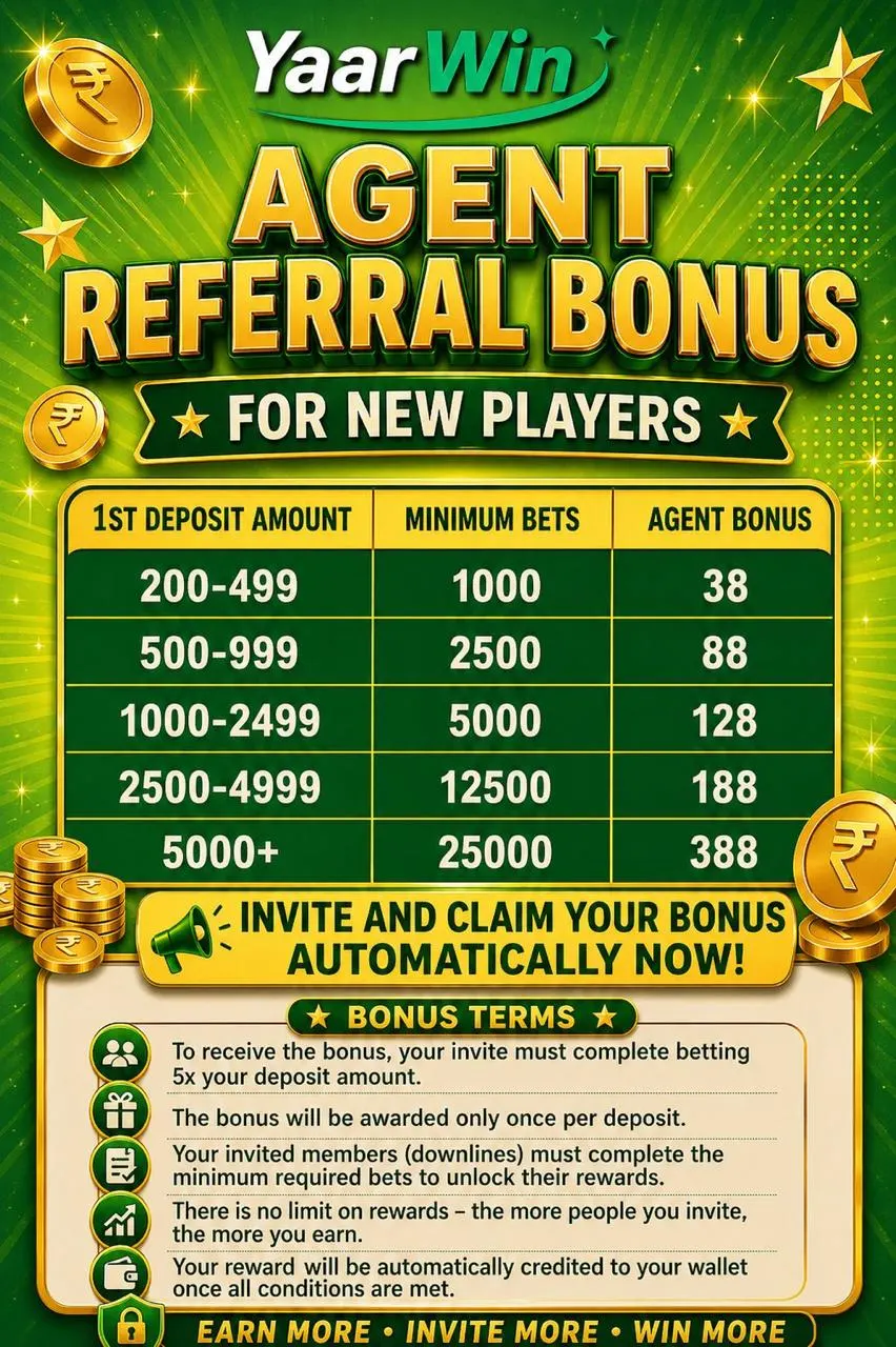 YaarWin agent referral bonus programme overview